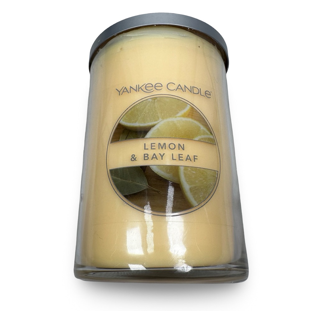 Yankee Candle Lemon & Bay Leaf Large 2 Wick Tumbler‎ Candle 22 oz Yellow RARE